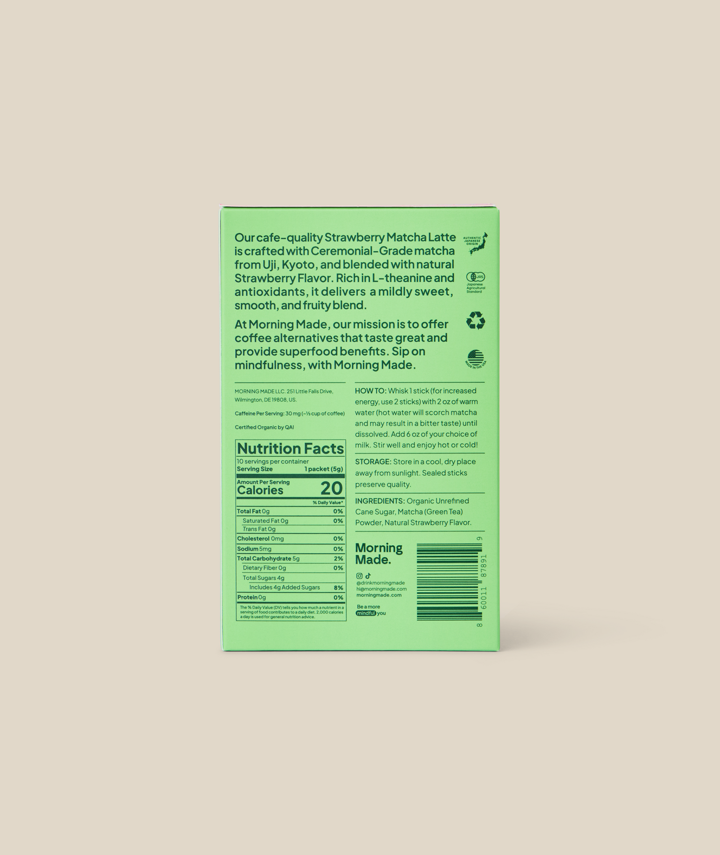 Strawberry Matcha Latte 20pk (10 Pack x 2)