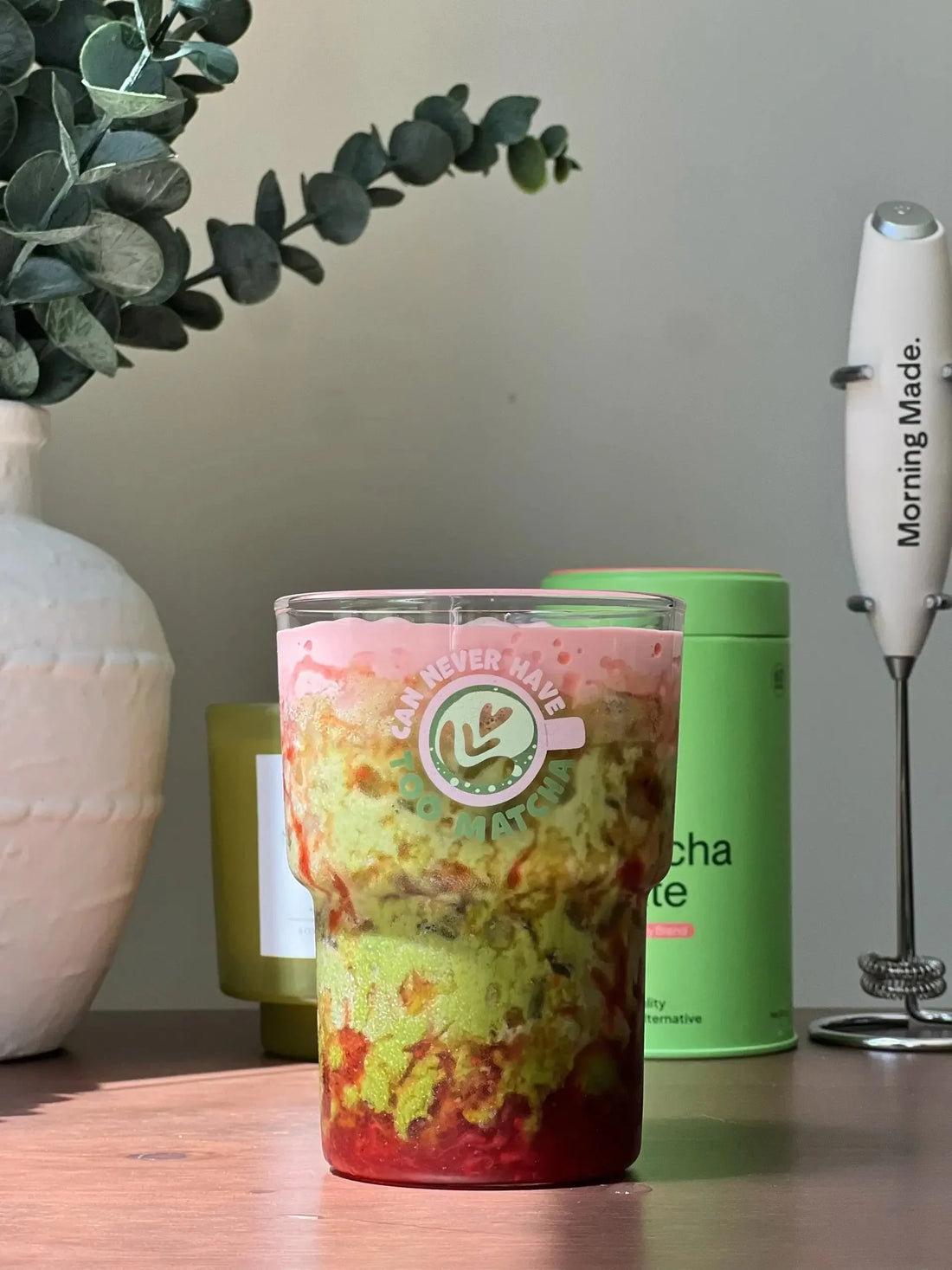 Strawberry Matcha Latte with Sweet Vanilla Strawberry Cold Foam - Morning Made